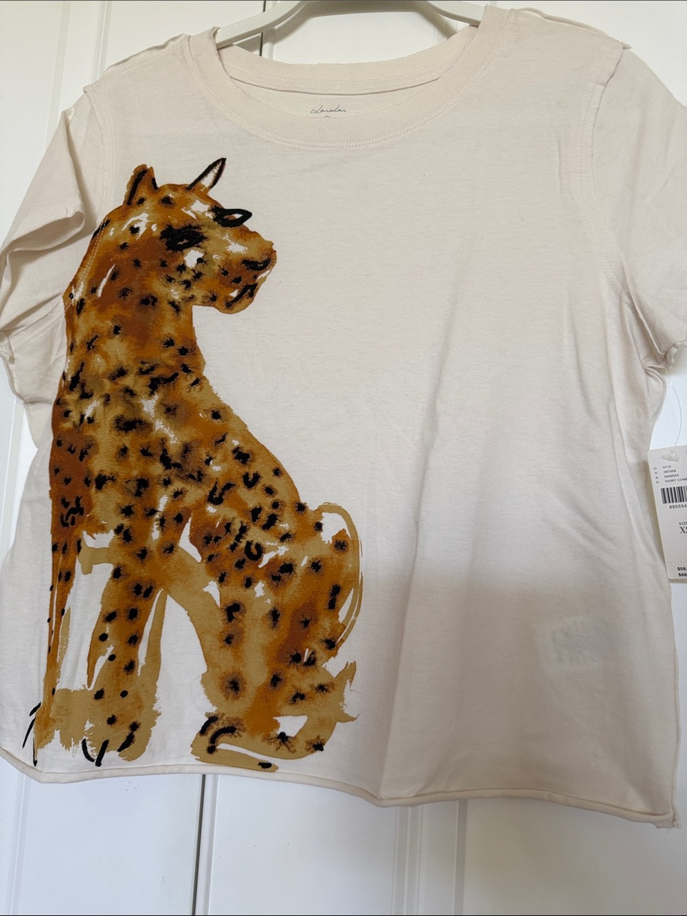Anthropologie leopard graphic print boxy T-shirt. NWT XS
